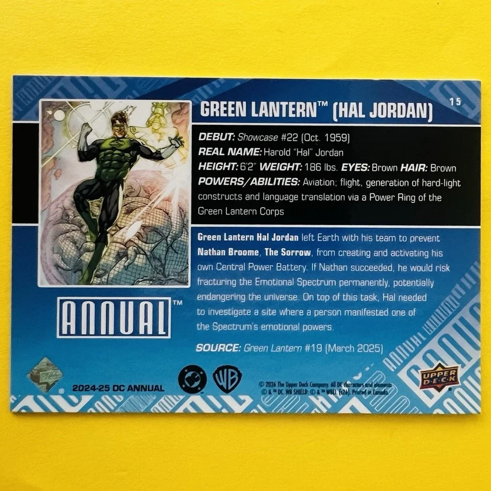 2024-25 Upper Deck DC‎ Annual #15 Green Lantern Hal Jordan Base Card DC Comics